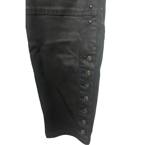 Per Se Carlisle Black Studded Moto Pant Cotton Faux Leather 12 - Picture 8 of 9